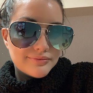 Quay Desi Perkins Sunglasses. Ombré. Green Blue